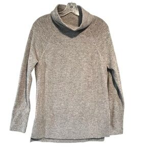 Vince Wool Cashmere Blend Ribbed Gray Sweater with Zipper Accents Medium